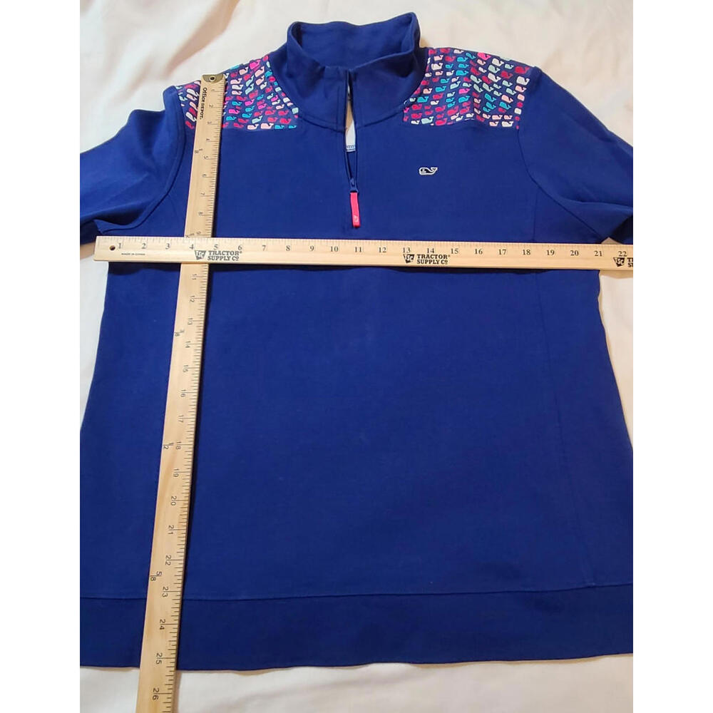 Vineyard Vines Royal Blue Whale Logo Shirt Zip Neck Pullover Women's Size Large - Picture 8 of 10